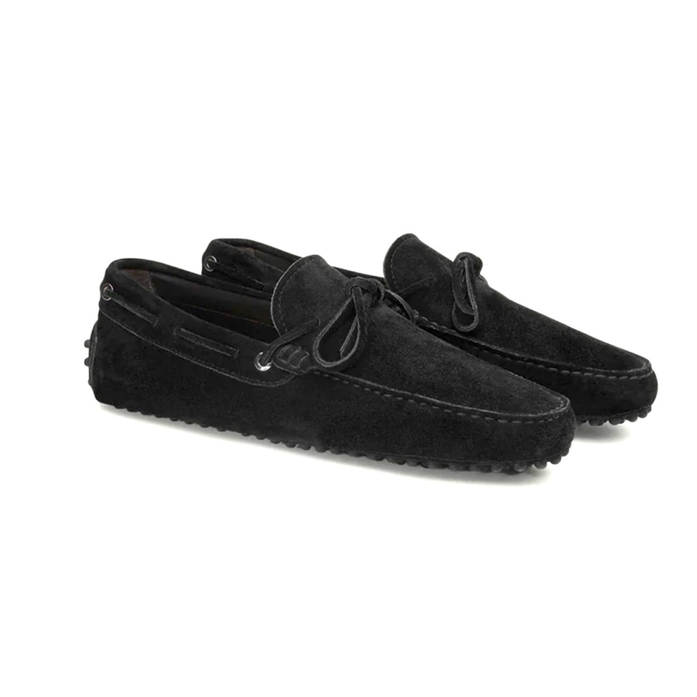 Black suede driving shoes